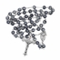 6mm Black Painted Glass Bead Rosary with Crucifix and Madonna Center