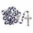 6mm Capped Sapphire Bead Rosary with Crucifix and Madonna Center