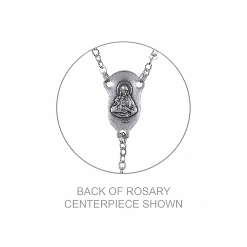 6mm Capped Sapphire Bead Rosary with Crucifix and Madonna Center