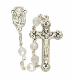 6mm Crystal Fire Polished Beads and Madonna Center Rosary