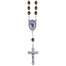 6mm Dark Wood Cross Beads Auto Rosary with Crucifix and St. Christopher Center