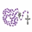 6mm Glass Amethyst Heart Bead Rosary with Crucifix and Miraculous Center