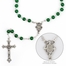 6mm Green Glass Bead Rosary with Crucifix and Miraculous Center
