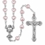 6mm Imitation Pink Pearl Heart Bead Rosary with Crucifix and Chalice Center
