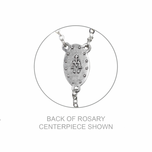 6mm Pearl Bead Rosary with Crucifix and Miraculous Center