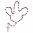 6mm Red Glass Bead Rosary with Crucifix and Miraculous Center