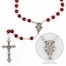 6mm Red Glass Bead Rosary with Crucifix and Miraculous Center