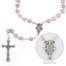 6mm Rose Glass Bead Rosary with Crucifix and Miraculous Center