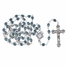 6mm Sapphire Glass Miraculous Bead Rosary with Crucifix and Miraculous Center