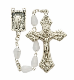 6x 4mm White Tear Drop Pearl Beads and Madonna Center Rosary