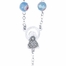 7-1/2mm Hand-Painted Aqua Flower Glass Bead Rosary with Crucifix and Madonna Center
