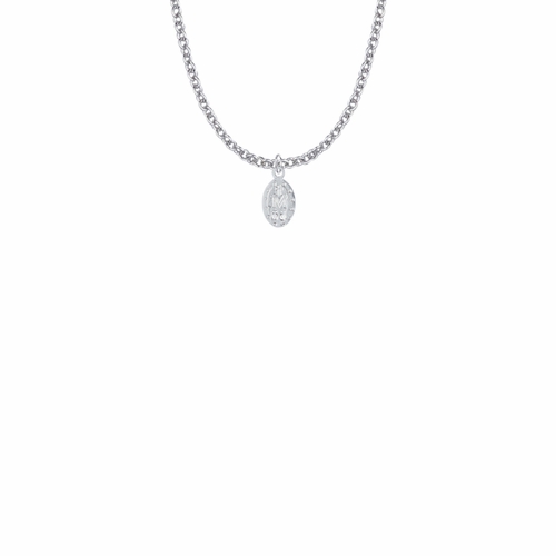 7/16 Inch Silver Plated and Enameled First Communion Miraculous Medal