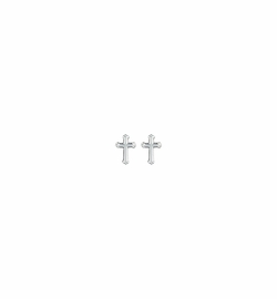 7/16 Inch Sterling Silver Budded Cross Earrings