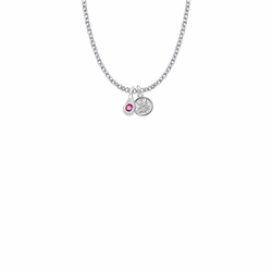 7/16 Inch Sterling Silver Tears of Joy July Birthstone Necklace with Guardian Angel Charm