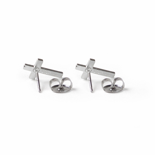 7/16 x 1/4 Inch Sterling Silver Crucifix Earrings