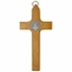 7-3/4 Inch Wood Wall Crucifix with Pewter Corpus and St. Benedict Medallion