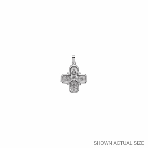 7/8 Inch 14K White Gold Five Way Medal