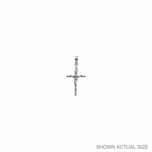 7/8 Inch 14K White Gold Plain Crucifx Pendant