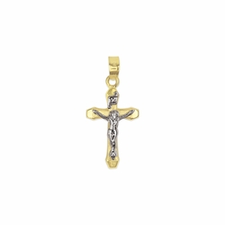7/8 Inch 14KT Gold Plain Budded Ends Crucifix Pendant