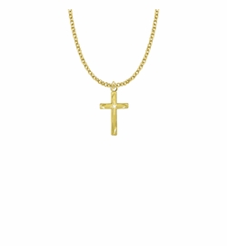 7/8 Inch 18KT Gold Plated Over Sterling Silver Centered Starburst Cross Necklace