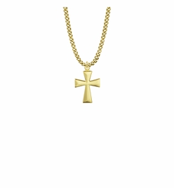 7/8 Inch Brass Gold Plated Boy First Communion Flare Cross Necklace