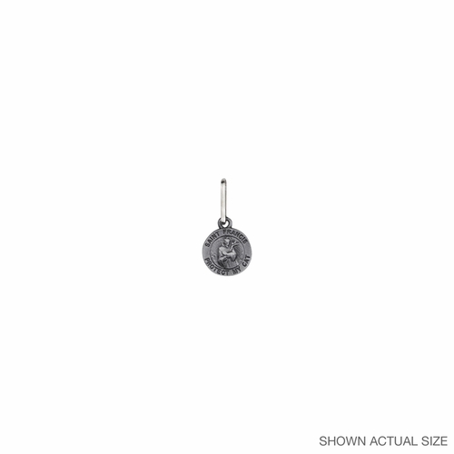 7/8 Inch Pewter Circle St. Francis "Protect My Cat" Pet Medal