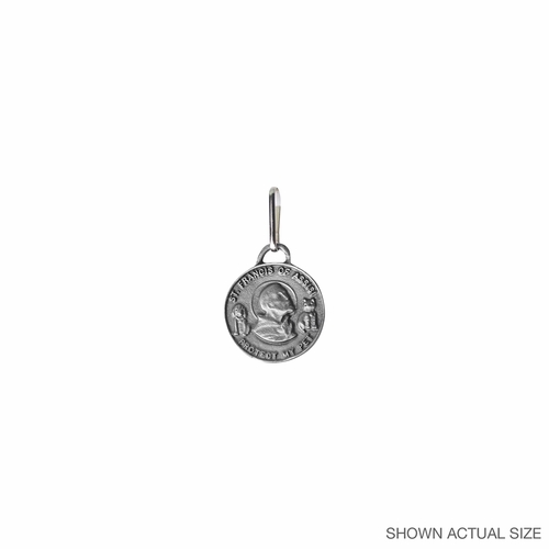 7/8 Inch Pewter Circle St. Francis "Protect My Pet" Medal