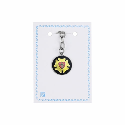 7/8 Inch Round Lutheran Shield Enameled Keychain 