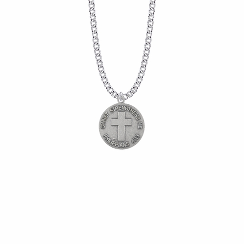 7/8 Inch Round Nickel Silver U.S. Air Force Medal with Christ Strengthens Me on Back (Not Available - License Pending)