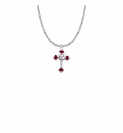 7/8 Inch Sterling Silver and Enameled Budded Ends Dove and Cross Necklace