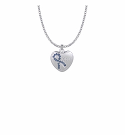 7/8 Inch Sterling Silver Blue Ribbon Hope Heart Medal