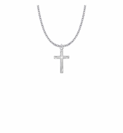 7/8 Inch Sterling Silver Centered Starburst Cross Necklace