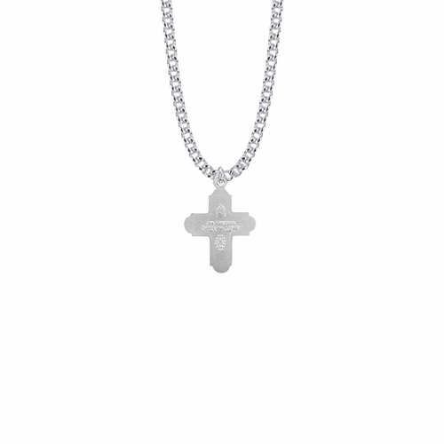 7/8 Inch Sterling Silver Enameled Five Way Cross Medal