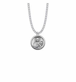 7/8 Inch Sterling Silver Round St. Theresa Medal, Patron Saint of Aviators and Missions