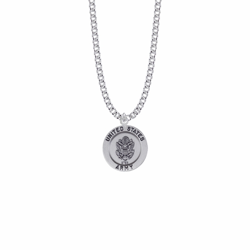 7/8 Inch Sterling Silver St. Michael Medal with U.S. Army Insignia on Back