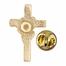7/8 x 1/2 Inch Gold Cross with Enameled Rose Lapel Pin