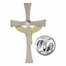 7/8 x 1/2 Inch Two-Tone Silver and Gold Crucifix Lapel Pin
