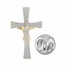7/8 x 1/2 Two-Tone Silver and Gold Crucifix Lapel Pin
