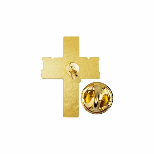 7/8 x 9/16 Inch Gold "Mom" Cross Lapel Pin with Verse Card
