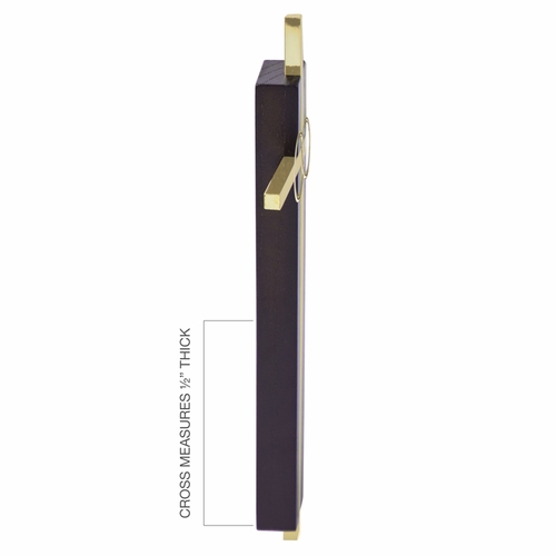 7 Inch Brass and Dark Wood Wedding Wall Cross