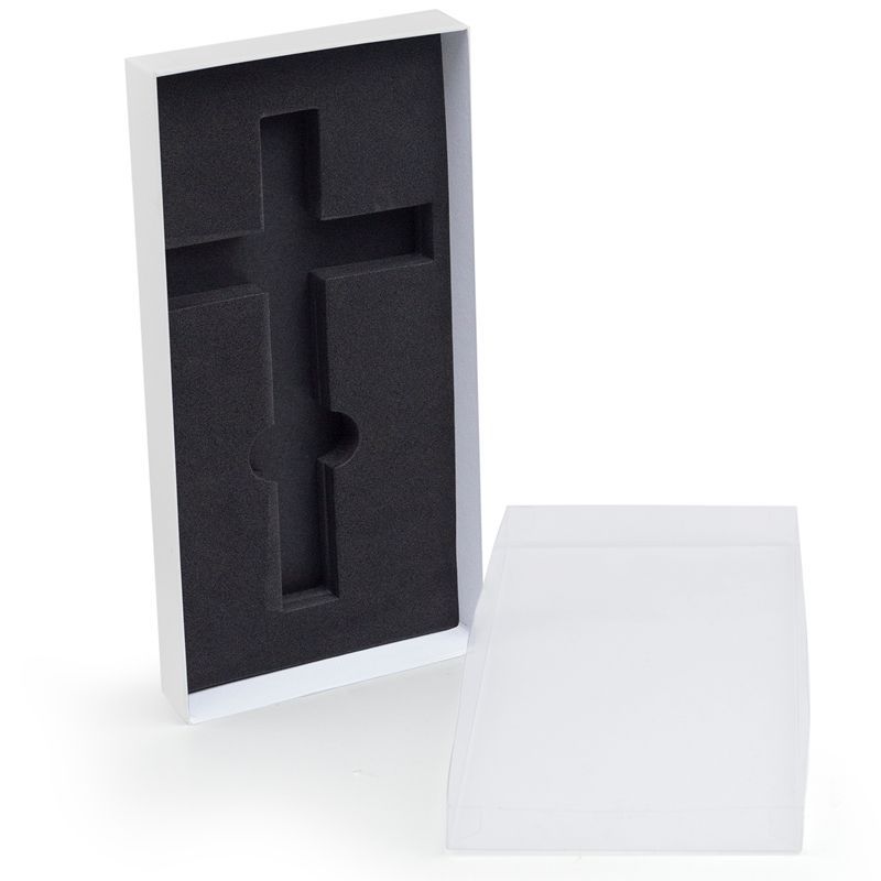 7 Inch Brass and Oak Wall Cross with Centered Pewter First Communion Girl