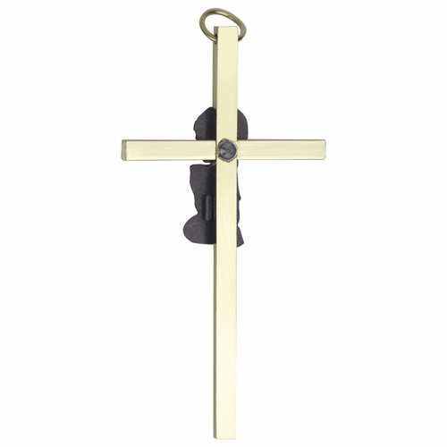 7 Inch Brass and Pewter Baby Boy Wall Cross