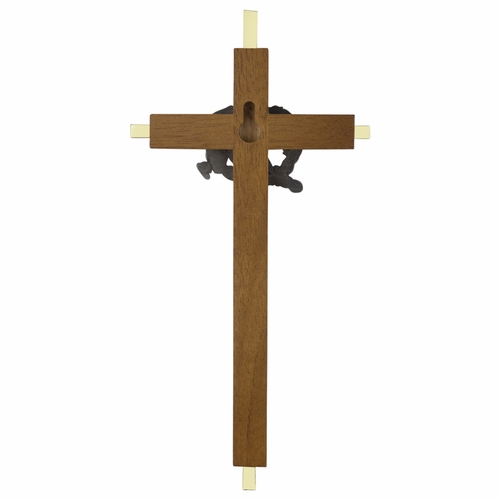 7 Inch Brass and Walnut 25th Wedding Anniversary Wall Cross