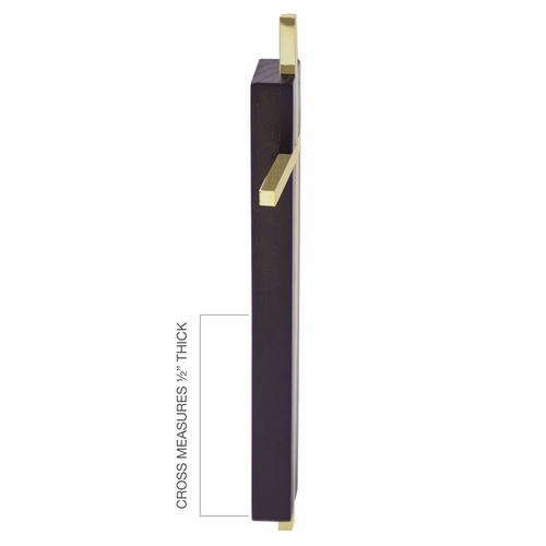 7 Inch Dark Wood and Brass Wall Cross