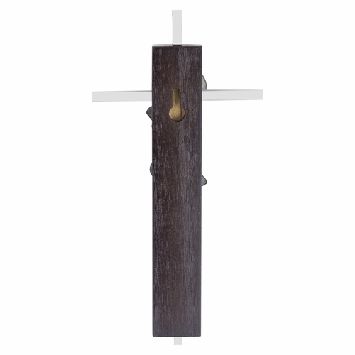 7 Inch Dark Wood and Silver Plated Praying Boy Wall Cross