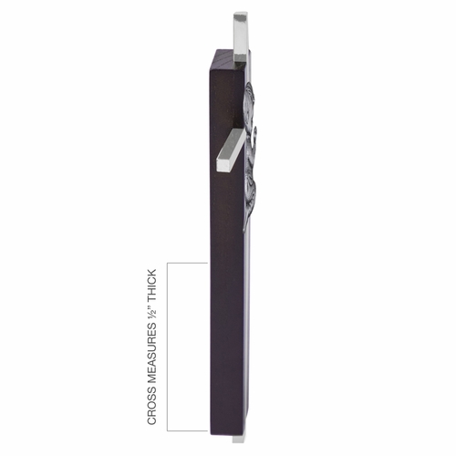 7 Inch Dark Wood and Silver Plated Praying Boy Wall Cross
