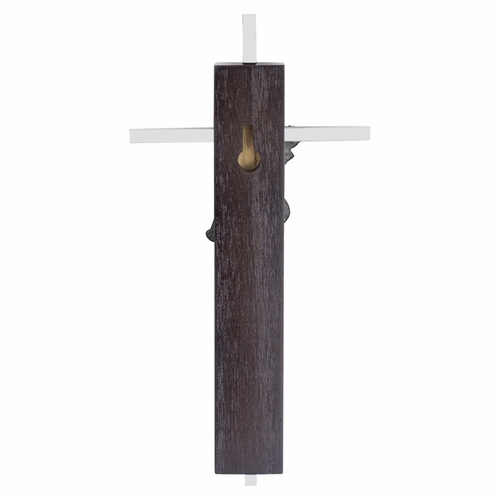 7 Inch Dark Wood and Silver Plated Praying Girl Wall Cross