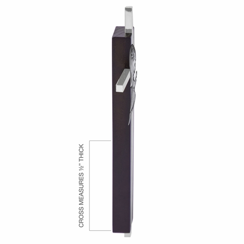 7 Inch Dark Wood and Silver Plated Praying Girl Wall Cross