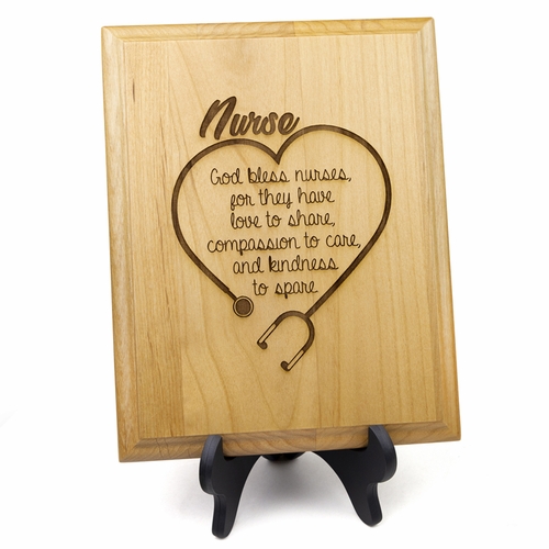 7 x 9 Inch Engraved "Nurse Blessing" Genuine Alder Wood Wall or Table Decor Art