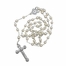 7mm Capped Pearl Bead Rosary with Crucifix and Miraculous Center